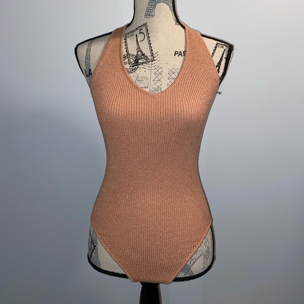 Rose Gold Halter Bodysuit